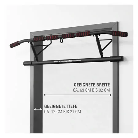 Sport-Tec Türreck Klimmzugstange klappbar, 117x28 cm, inkl. 2 Power Ropes + 2 Karabinerhaken