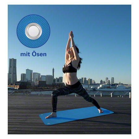 Pilates- und Yogamatte inkl. Ösen, LxBxH 140x60x0,6 cm, blau