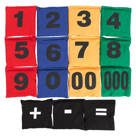 Bohnensäckchen mit Zahlen-Set, 12x12 cm, 15-tlg.