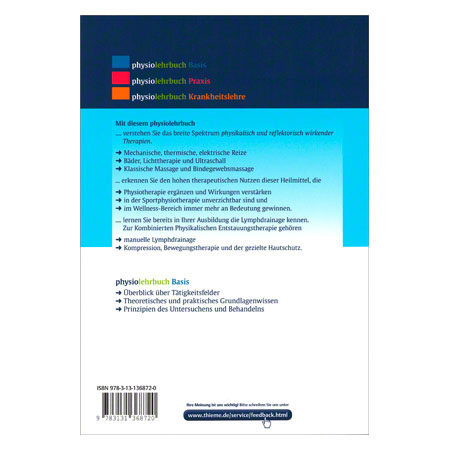 Buch Physikalische Therapie, Massage, Elektrotherapie und Lymphdrainage, 328 Seiten
