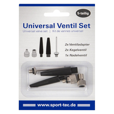 Universal Ventil-Set 5-tlg., 1x Nadelventil, 2x Kegelventil, 2x Ventiladapter