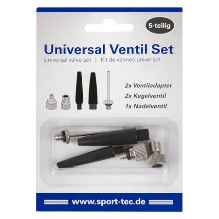 Universal Ventil-Set 5-tlg., 1x Nadelventil, 2x Kegelventil, 2x Ventiladapter