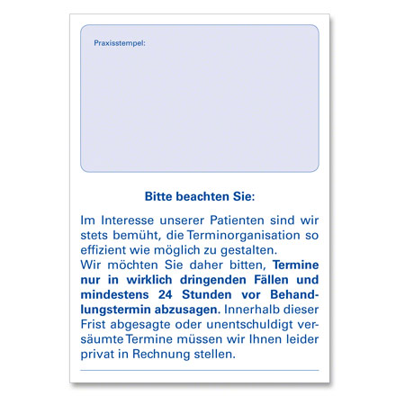 Terminzettel-Set, 11-tlg., durchschreibend, 10 Blöcke à 75 Sätze (1500 Blätter), DIN A7, inkl. Aufsteller