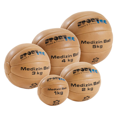 Medizinball-Set aus Leder 6-tlg., 1-5 kg inkl. Ständer