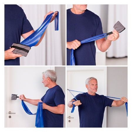 Thera-Band inkl. Tasche und Anleitung, 2,50 m x 12,8 cm, extra stark, blau