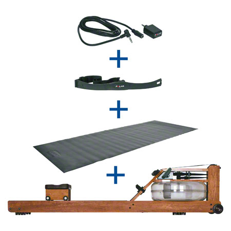 WaterRower Rudergerät Kirsche, inkl. S4 Monitor, Herzfrequenzempfänger, Brustgurt POLAR T31 und Bodenschutzmatte, Set 4-tlg.