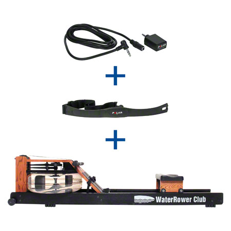 WaterRower Rudergerät Club-Sport, inkl. S4 Monitor, Herzfrequenzempfänger und Brustgurt POLAR T31, Set 3-tlg.