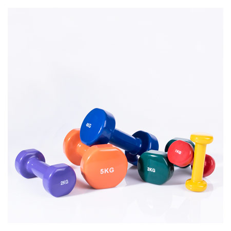 Wandhalterung-Set inkl. Hanteln, 0,5-5 kg, 6 Stück