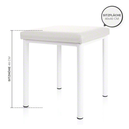 Hocker Robusta mit Polster, L x B 40 x 40 cm, Gestellfarbe weiß