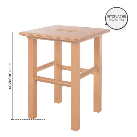 Holzhocker aus Hartholz, LxB 35x35 cm
