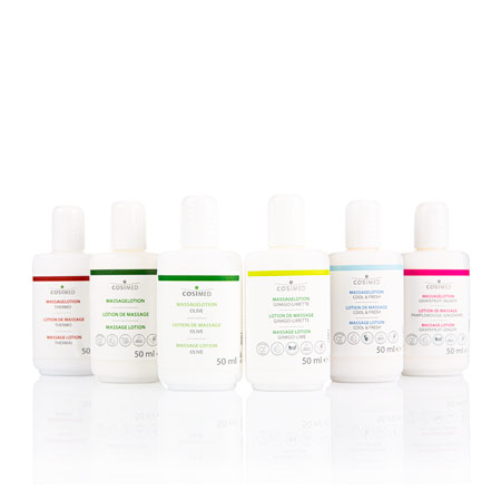 Probierset cosiMed Massagelotion, 6 Flaschen à 50 ml
