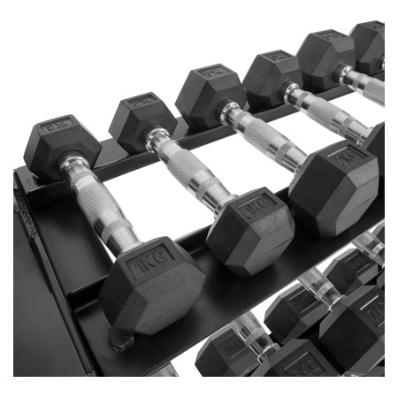 Kompakthantel-Ständer-Set XL mit 12 Paar Hex Hanteln, 1-15 kg, LxBxH 119x50x76 cm
