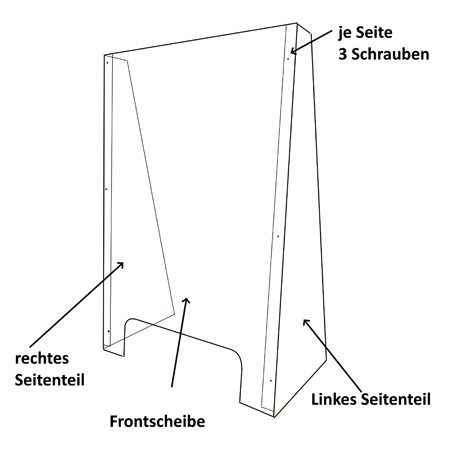 Hygiene Schutzwand aus Acrylglas 58x86x30 cm, mit Durchreiche 40x11 cm
