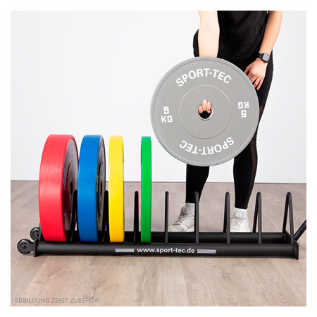 Hantelscheibenablage Bumper Plate Rack, fahrbar, LxBxH 140x28x26,8 cm