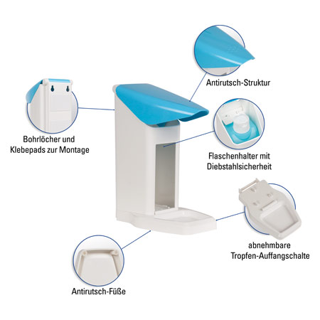 Desinfektionsmittelspender-Set Eurospender Safety plus, + Pumpe + 2x Sterillium Gel pure, 1 l