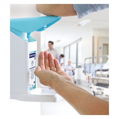 Desinfektionsmittelspender-Set Eurospender Safety plus, + Pumpe + 2x Sterillim Gel pure, 1 l