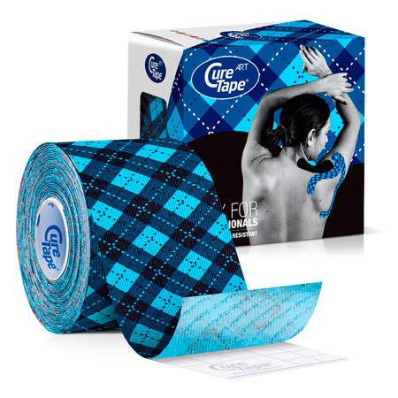 CureTape Art, 5 m x 5 cm, wasserfest, Tartan blau