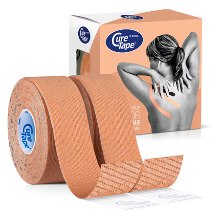 CureTape Classic, 5 m x 2,5 cm, 2 Rollen, wasserfest, beige