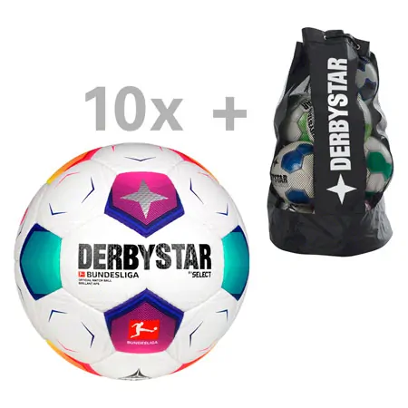 Derbystar Fußbälle-Set, 10x Bundesliga Brillant APS v23, Größe 5, inkl. Ballsack