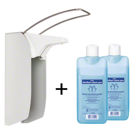 Desinfektionsmittelspender-Set Eurospender 1 mit Armhebel, inkl. 2x Sterillium Classic Pure 1 l