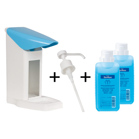 Desinfektionsmittelspender-Set Eurospender Safety plus, + Pumpe + 2x Sterillium 500 ml