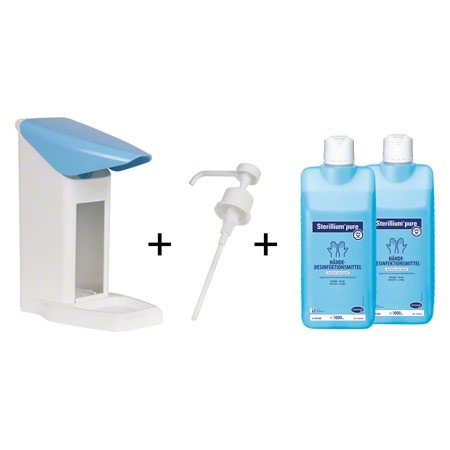 Desinfektionsmittelspender-Set Eurospender Safety plus, + Pumpe + 2x Sterillium Pure 1 l
