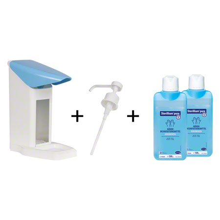 Desinfektionsmittelspender-Set Eurospender Safety plus, + Pumpe + 2x Sterillium Pure 500 ml