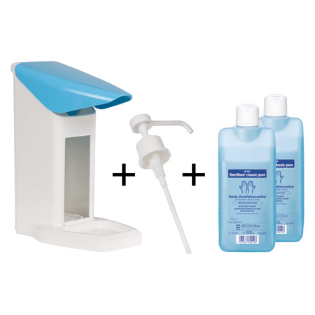 Desinfektionsmittelspender-Set Eurospender Safety plus, + Pumpe + 2x Sterillium classic pure 1 l