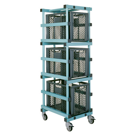 Kunststoff Materialwagen-Set, 4-tlg., fahrbar, inkl. 3 Behälter