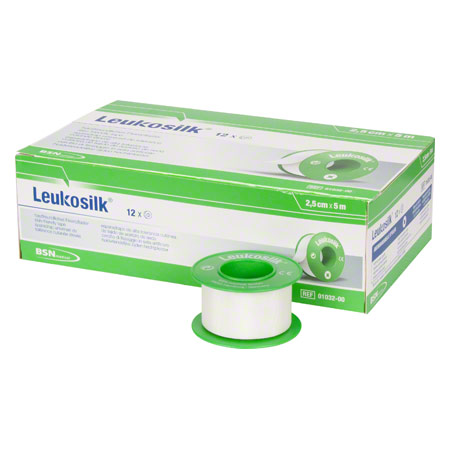 Leukosilk ohne Schutzring, 5 m x 2,5 cm, 12 Stück