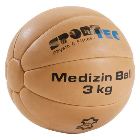 Medizinball aus Leder,  26 cm, 3 kg