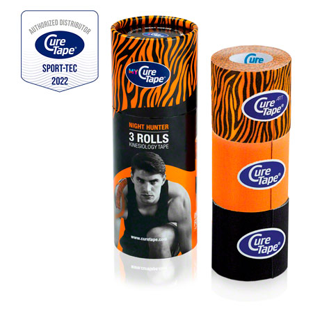 MyCureTape Night Hunter 3 Rollen  2,5 m x 5 cm, Art Tiger, schwarz, orange