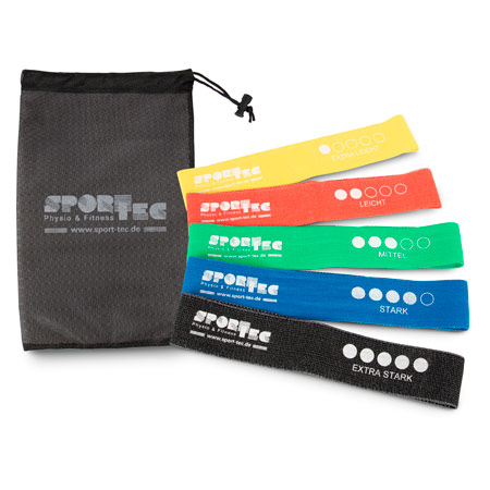 Sport-Tec Fitness-Loops aus Textil, 5er Set, 32x5,8 cm inkl. Aufbewahrungsbeutel