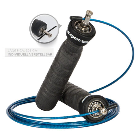 Sport-Tec Springseil Speed Rope mit Anti-Rutsch-Griffen inkl. 2 Gewichten, verstellbar, 270 cm