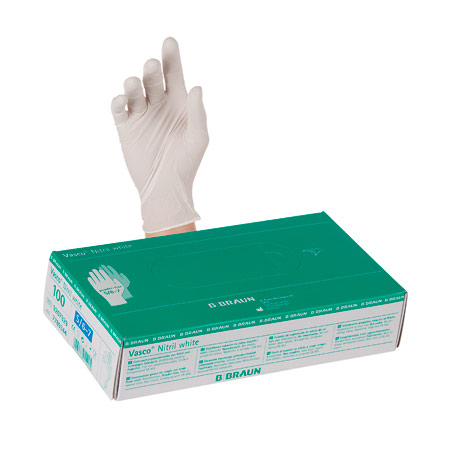 Untersuchungshandschuhe Vasco Nitril white, Gr. S/6-7, puder- und latexfrei, 100 Stück