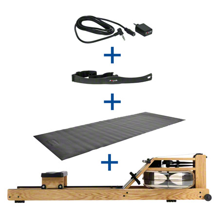 WaterRower Rudergert Eiche, inkl. S4 Monitor, Herzfrequenzempfnger, Brustgurt POLAR T31 und Bodenschutzmatte, Set 4-tlg.