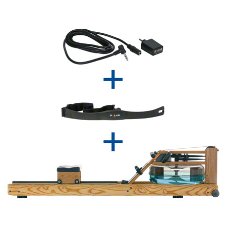 WaterRower Rudergert Esche, inkl. S4 Monitor, Herzfrequenzempfnger und Brustgurt POLAR T31, Set 3-tlg.