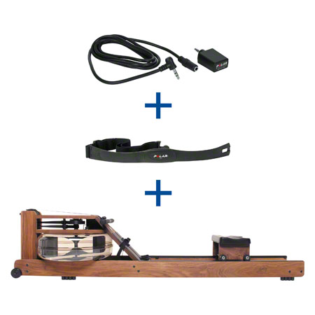 WaterRower Rudergert Nussbaum, inkl. S4 Monitor, Herzfrequenzempfnger und Brustgurt POLAR T31, Set 3-tlg.