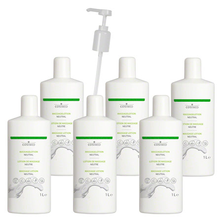 cosiMed Massagelotion-Set 6x Massagelotion neutral, 1 l, inkl. Dosierpumpe