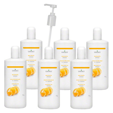 cosiMed Massagel-Set 6x Massagel Orange, 1 l, inkl. Dosierpumpe