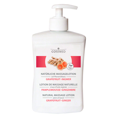 cosiMed Natürliche Massagelotion Grapefruit-Ingwer mit Druckspender, 500 ml